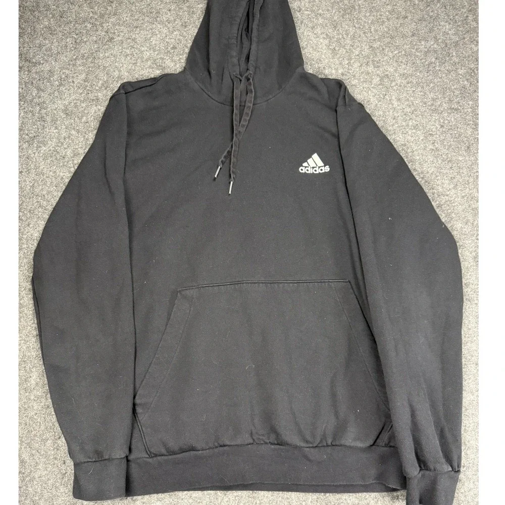 Adidas Mens Black Hoodie Sweatshirt‎ Pullover Athleisure Casual XL 4XO